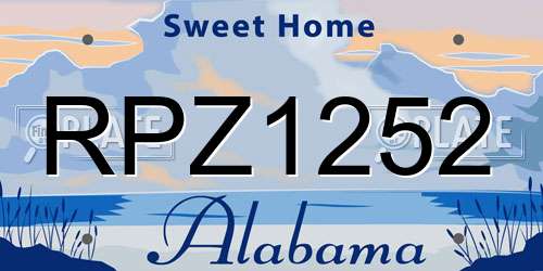 RPZ1252 Alabama License Plate