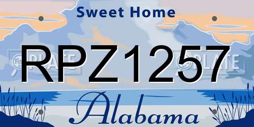 RPZ1257 Alabama License Plate
