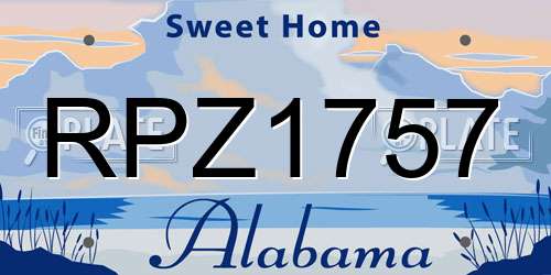 RPZ1757 Alabama License Plate