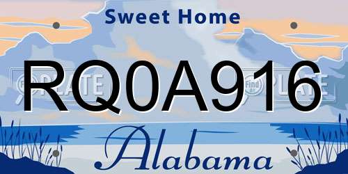 RQ0A916 Alabama License Plate
