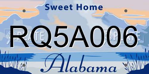 RQ5A006 Alabama License Plate