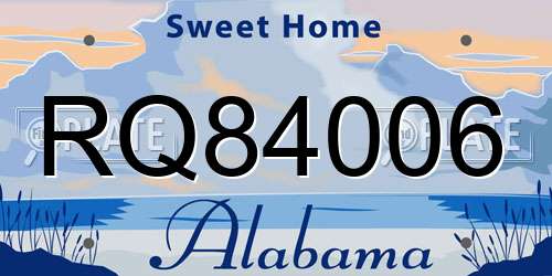 RQ84006 Alabama License Plate