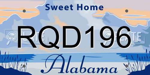 RQD196 Alabama License Plate