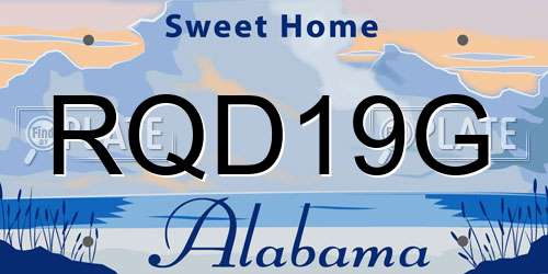 RQD19G Alabama License Plate