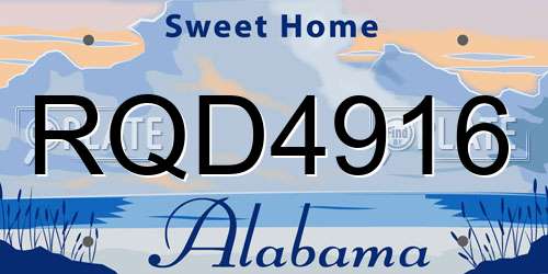 RQD4916 Alabama License Plate