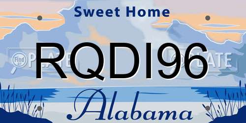 RQDI96 Alabama License Plate