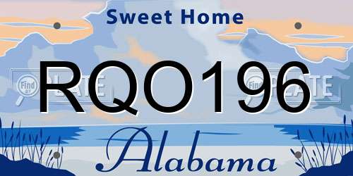 RQO196 Alabama License Plate