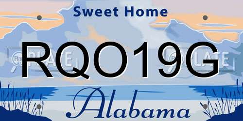 RQO19G Alabama License Plate