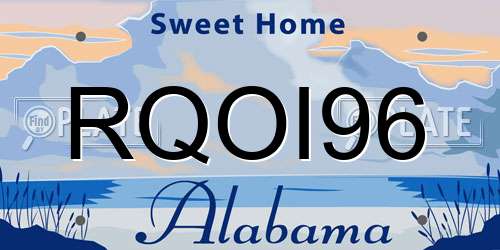 RQOI96 Alabama License Plate