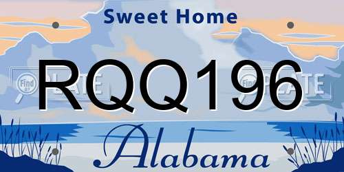 RQQ196 Alabama License Plate