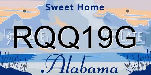 RQQ19G Alabama License Plate