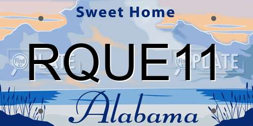 RQUE11 Alabama License Plate