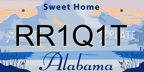 RR1Q1T Alabama License Plate