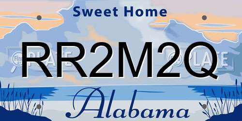 RR2M2Q Alabama License Plate
