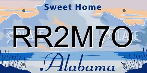 RR2M7O Alabama License Plate