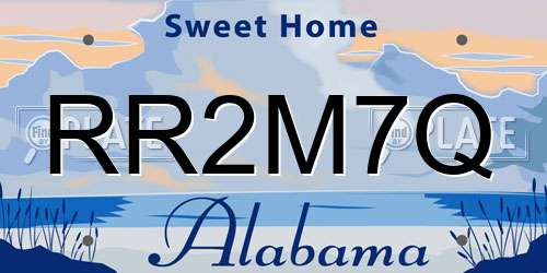 RR2M7Q Alabama License Plate