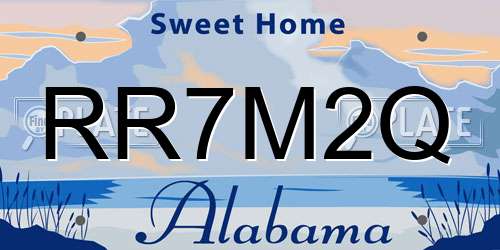 RR7M2Q Alabama License Plate