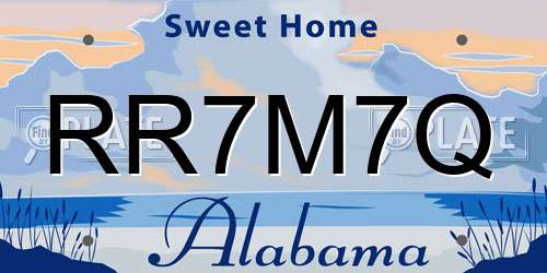 RR7M7Q Alabama License Plate