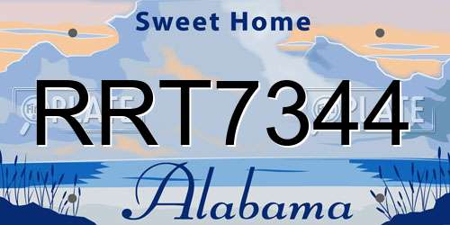 RRT7344 Alabama License Plate