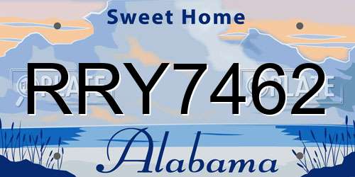 RRY7462 Alabama License Plate