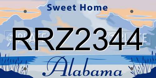 RRZ2344 Alabama License Plate