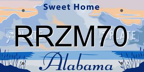 RRZM70 Alabama License Plate