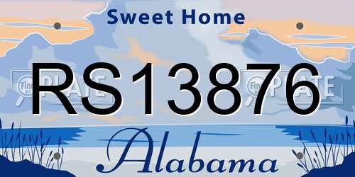 RS13876 Alabama License Plate