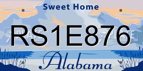 RS1E876 Alabama License Plate