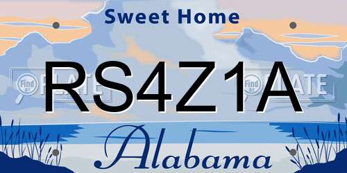 RS4Z1A Alabama License Plate