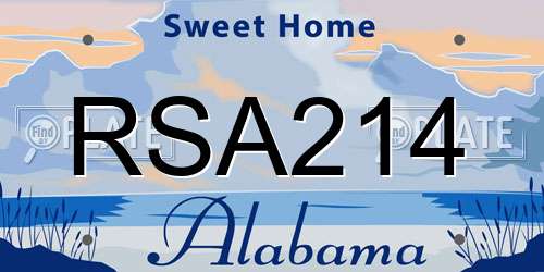 RSA214 Alabama License Plate