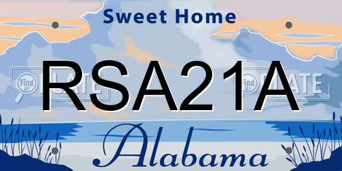RSA21A Alabama License Plate