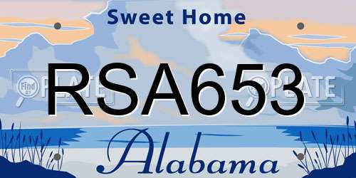 RSA653 Alabama License Plate