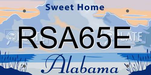 RSA65E Alabama License Plate
