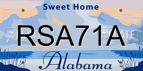 RSA71A Alabama License Plate