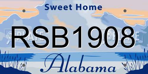 RSB1908 Alabama License Plate