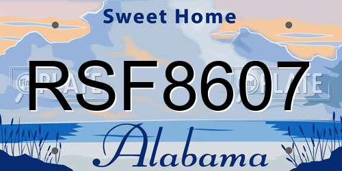 RSF8607 Alabama License Plate