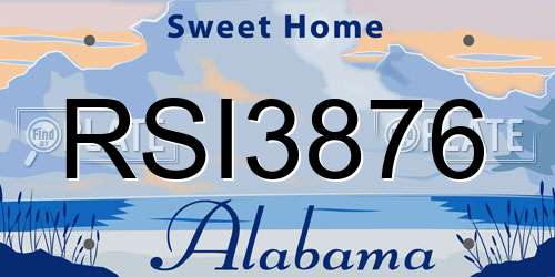 RSI3876 Alabama License Plate