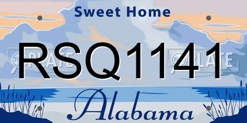 RSQ1141 Alabama License Plate