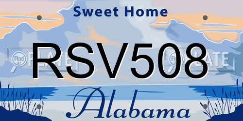 RSV508 Alabama License Plate