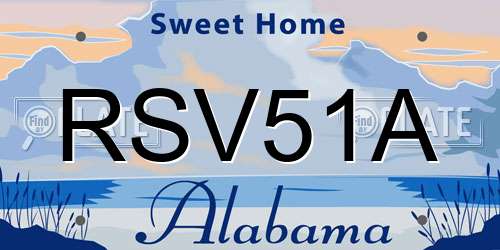 RSV51A Alabama License Plate