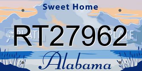 RT27962 Alabama License Plate