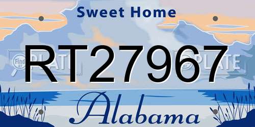 RT27967 Alabama License Plate