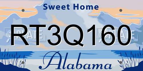 RT3Q160 Alabama License Plate