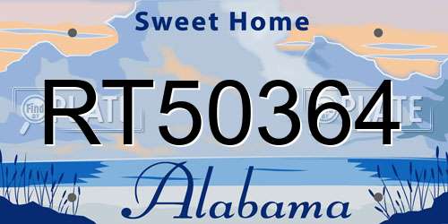 RT50364 Alabama License Plate
