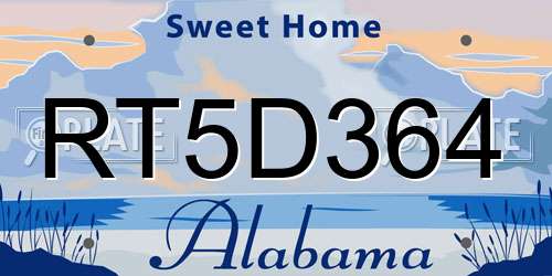 RT5D364 Alabama License Plate