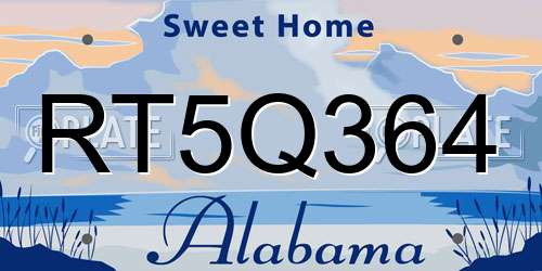 RT5Q364 Alabama License Plate