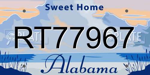 RT77967 Alabama License Plate