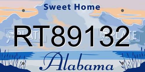 RT89132 Alabama License Plate