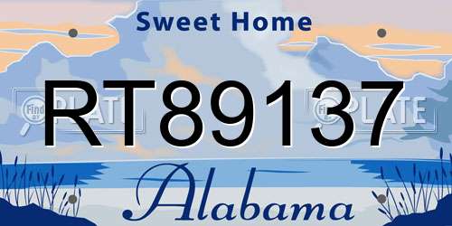 RT89137 Alabama License Plate
