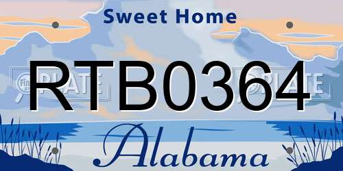 RTB0364 Alabama License Plate